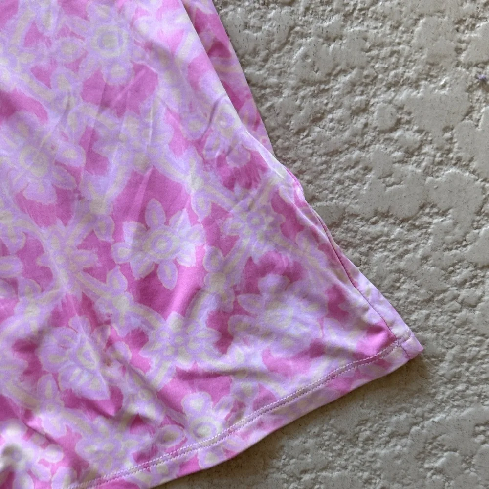 Elegant Pink Floral Sleeveless Pajama Dress - Picture 4 of 6